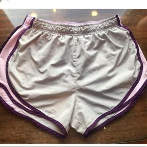 Gray and purple Nike shorts